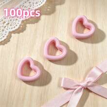 100pcs 14mm Acrylic Solid Hollow Heart Beads,Transparent Opaque Loose Beads For Jewelry Making,DIY Bracelet, Phone Strap, Necklace, Earrings, Keychain Crafts,Phone Charm,Craft Supplies For Adults - Multicolor - View 10