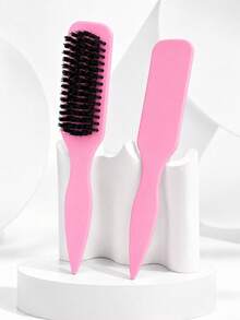 Multi-Color Detangling Styling Brush, Leopard Print Plastic Hair Comb With Flexible Nylon Pins, Rounded Tips, Side Comb Teeth & Pointed Tail Handle, Wet Dry Hair Care Tool For Curly Wavy Thick Hair, Wigs, Women Daily Travel - Multicolor - View 8