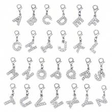 1 Set 26pcs A-Z Rhinestone Letter Charms, English Alphabet Pendants With Lobster Clasp For Bracelet Necklace Keychain DIY Jewelry Making - A-z Rhinestone Letter Charms Set - View 12