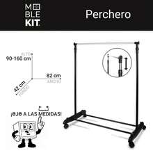 KIWI MOBLEKIT | Free-Standing And Expandable Clothes Racks In Metal And Wood, Clothing With Adjustable Options, With Wheels Or Shelves, Organizers For Bedroom, Entryway And Home - 黑銀 82x42x90-160 厘米 - 查看 3
