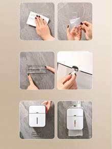1pc/2pcs/3pcs Mixed Set (Tissue Box Main Product + Transparent Sticker Accessories) Large Capacity Wall-Mounted Drill-Free Tissue Box, Waterproof Drawer Storage Box, Suitable For Toilet Paper, Ideal Bathroom Decor Choice, Toilet Paper Holder, Bathroom Accessories, Toilet Paper Rack, Bathroom Shelf, Tissue Box, Bathroom Decoration - Multicolor Random - View 8