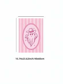 1pc Frameless Pink Halloween Ghost Cowgirl Art Canvas Poster Print, Cute Spooky Western Decor For Bedroom, Living Room, Apartment, Dorm, Kitchen, Room Decor Bedroom, Prints For Wall, Vintage Decor & Best Gift Choice - Cartoon - View 13