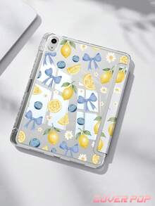 蝴蝶結檸檬藍莓雙面彩繪壓克力水晶保護殼，相容 iPad Air 8(M4)2026(11吋)、Air 8(M4)2026(13吋)、第10代、10.2/Mini 6/Mini 7/9.7吋，相容 Galaxy Tab A9 Plus、3+Y 折疊平板，防彎曲、矽膠加固護角、自動喚醒/睡眠功能、內置筆槽、多角度折疊支架－完美日常保護，節日禮物 - 彩色 - 查看 2