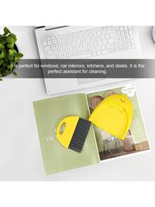 Small Broom And Dustpan Set, 1pc Dustpan And Brush Set, Cute Little Yellow Duck Mini Broom And Dustpan Set, Small Dustpan Mini Suitable For Desktop Debris, Keyboard And Pet Cage Cleaning - A - View 3