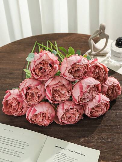 10/20pcs Artificial Peony Flowers, Pink Faux Floral Decor, Suitable For Room Decoration, Home Decor, Bedroom Decoration, Wedding Artificial Flowers, Ideal Gift For Girlfriend And Best Friend On Holiday Party