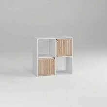 KIWI MOBLEKIT | Mensole in Legno per Stoccaggio e Decorazione, Modelli a Cubo o Rettangolari con Opzioni di Porte o Cassetti, Mobili Ausiliari Moderni per Soggiorno, Camera da Letto o Ufficio - Libreria a 4 scomparti, 58,5x29x59 cm, bianca. - Visualizzare 8