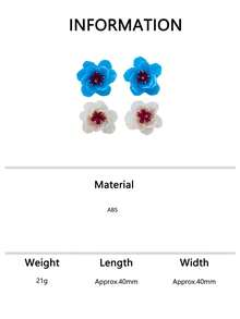 1 Pair/2 Pairs Begonia Flower Earrings, Niche Design, Gentle Blue And White Multi-Layer Petal Ear Studs - Braided Earrings - View 9