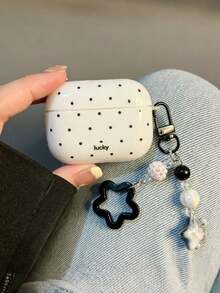 Polka Dot Lucky Earphone Protective Case, Compatible With AirPods 1 2 3 4 Pro 2 Pro 3, With Star Keychain, Soft TPU Shockproof Protective Case - Multicolor - View 6