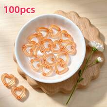 100pcs 14mm Acrylic Solid Hollow Heart Beads,Transparent Opaque Loose Beads For Jewelry Making,DIY Bracelet, Phone Strap, Necklace, Earrings, Keychain Crafts,Phone Charm,Craft Supplies For Adults - Multicolor - View 19