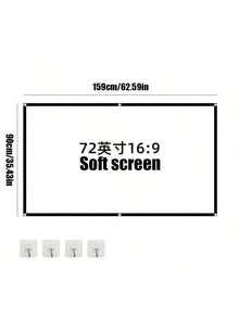Pantalla de proyección blanca de 60-120 pulgadas, pantalla de cine de alta definición 16:9 montada en la pared, plegable y antiarrugas, adecuada para exteriores, interiores, camping y salas de reuniones, fácil de transportar y conveniente de llevar - Unitalla - Ver 17