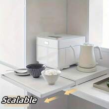 1pc Modern Metal Utility Rack With Pull-Out Shelves & Drawers – Versatile Microwave Stand For Oven, Kettle, Cookware, And Tabletop Storage – Multi-Functional Kitchen Cabinet Organizer, Pot And Pan Holder, Practical Shelf. Stainless Steel - 1 - View 10