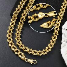 Hip Hop Classic 18K Gold Plated Beaded Copper Coarse Necklace Bracelet Set Suitable For Men Women Daily Party Wear - Gold - View 2