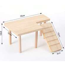 1 Set Solid Wood Double-Layer Platform Table With Ladder, Suitable For Hamsters, Gerbils, Golden Hamsters Climbing, With Hideout And Landscape Platform, For Small Pets, All-Season Use - one-size - View 12