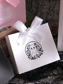 Halloween Ghost Gift Box With Ribbon, Trick Or Treat Packaging Bag, Birthday Holiday Party Supplies, Suitable For Restaurant, Cafe, Bakery, Dessert Shop, Baking, Halloween Party Decoration, Trick Or Treat Party Supplies - View 2