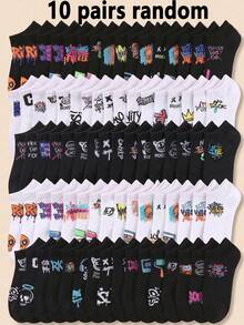 20 Pairs Children's Boat Socks, Children's Graffiti Boat Socks, Street Boat Socks, Suitable For Teenagers, Children's Short Socks, Suitable For 1-16 Years Old Children - Multicolor - View 19