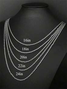 1pc Minimalist Stainless Steel Necklace, Men's Simple Thin Necklace Jewelry - Silver - View 7