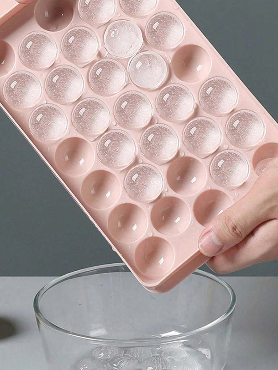 1pc Ice Cube Tray With Lid, Refrigerator Ice Tray, Mini Round Ice Ball Mold, Suitable For Tea, Coffee And Other Drinks, Back To School Essential