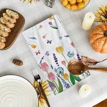 2/4/48件組 水彩鬱金香與薰衣草碎花廚房毛巾 超柔軟高吸水聚酯纖維餐巾與手巾 適合節日裝飾、廚房裝飾、派對裝飾 - 彩色 - 查看 9