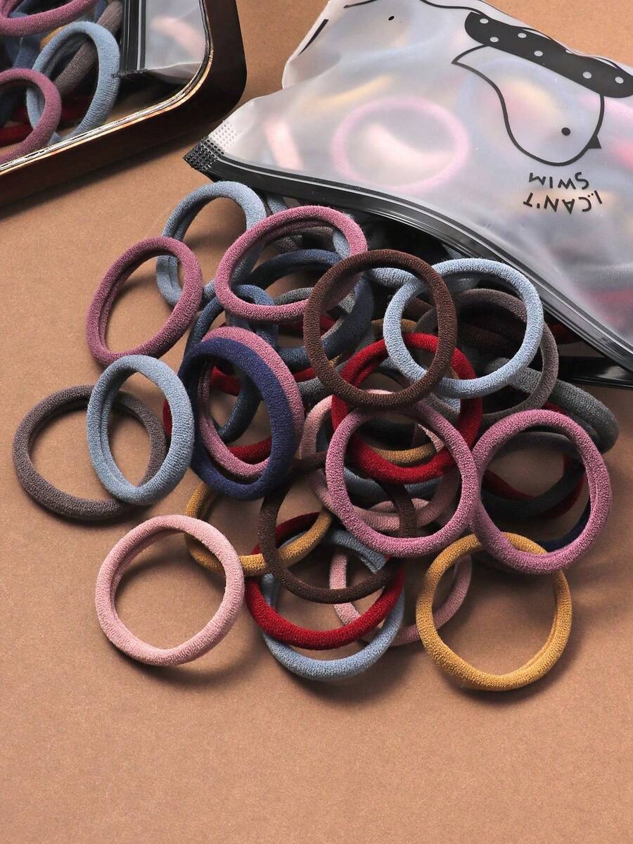 50入女款高彈性橡皮筋髮圈 - 彩色 - 查看 1