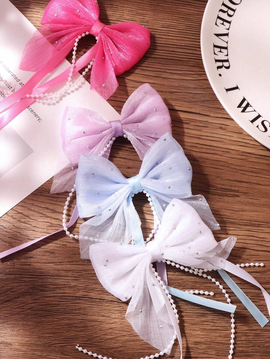 1 pieza Lindo clip de cabello con lazo de cinta, accesorio de cabello versátil para mujeres - Multicolor - Ver 1