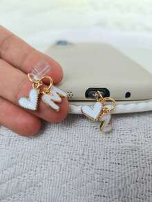 Heart-Shaped 26 Letter Dust Plug, Letter Heart Phone Earphone Charging Port Protective Cover Accessory Suitable For DIY Phone Decoration, Universal Type-C Charging Port Dust Plug - White - View 5