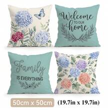 4pcs Hydrangea Butterfly And Floral Pattern Pillow Covers Without Inserts, Single-Sided Printed Pillow Covers, Suitable For Living Room Bedroom Home Decor, All-Season Pillow Covers - Multicolor - View 13