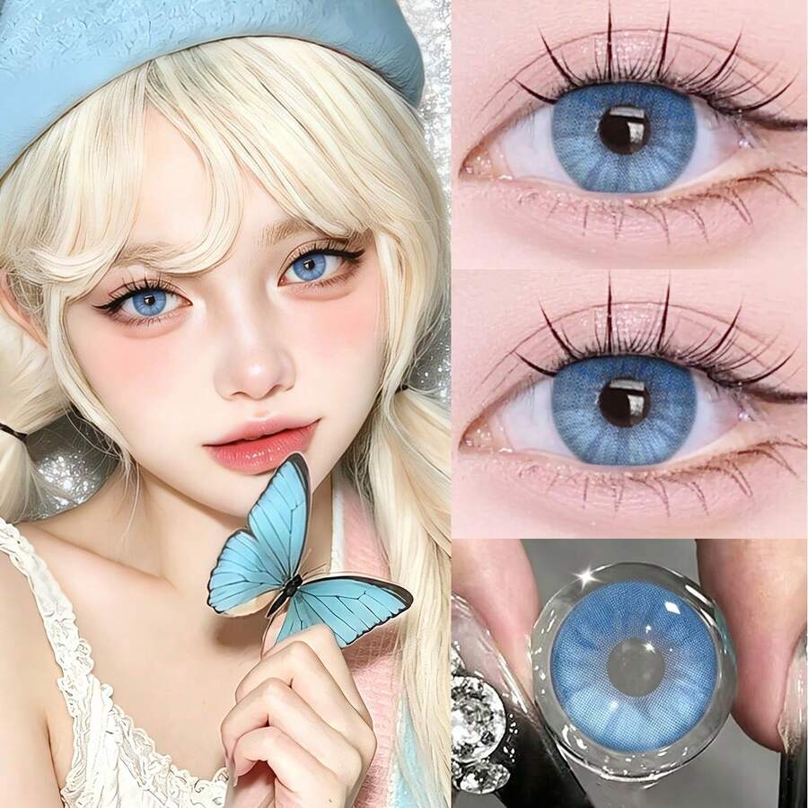 Lalens Meteor Blue 韓系 Y2K 彩色隱形眼鏡 DIA 14.2mm BC 8.6mm 1 對 年戴 大眼放大款 軟片 小瞳孔 適合淺色與深色眼睛 日常妝容 派對 女生 學生 禮物