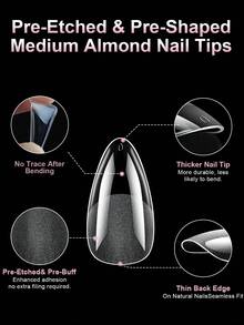 480pcs Transparent Soft Gel Nail Tips, Almond/Coffin/Square Semi-Matte False Nails, Suitable For Home DIY, Nail Salon Use, Wedding, Graduation Prom, Vacation And Party Nail Art Styling - View 7