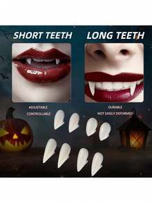 Vampire Fangs, Realistic Halloween Vampire Accessories, Halloween Fake Teeth, Unisex Vampire Costume Props, Halloween Party Makeup Outfit Decoration, Vampire Fangs, Simulated Halloween Vampire Accessories, Halloween Fake Teeth, Unisex Vampire Costume Props, Halloween Party Makeup Costume Small Gifts, Simulated Vampire Zombie Fangs, No Gum Damage, Reusable, Scary Style, Women's Halloween Party Costume Props - Multicolor - View 6