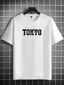 Men's Short Sleeve T Shirt,Printed With Heat-Transfer Racing Car Patterns And English Graphics,Fashionable Casual Round-Neck Top,Spring And Summer Out - 黑色 - 查看 10