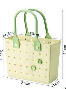 Floral Print Rubber Beach Tote Bag, Made Of Durable Material And Soft Handle; Suitable For Storing Bath Supplies, Shopping Items, Camping Gear, Etc., A Reusable Multi-Functional Storage Bag, Perfect For Home Use And Travel - Multicolor - View 16