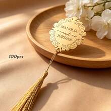 Personalized Acrylic Bookmarks With Tassels - Customized Engraved Elegant Round Bookmarks, Gold And Silver Mirror Acrylic, Suitable For Wedding Favors, Bridal Shower, Anniversary And Book Lovers' Decorative Bookmarks - Multicolor - View 19