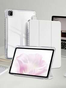 1件透明壓克力三折白色平板保護殼，適用於 iPad Mini6/Mini7/10.2/10.5/Air4/Air5/10.9/Pro11"/10th/12.9"/Air 11-In.(M2)-2024/Air 13-In.(M2)-2024/Pro 11-In.(M4)-2024/Pro 13-In.(M4)-2024/Air 13(M3 2025)/Air 11-Inch (M3) 2025/(A16) 11 Inch 11th Generation 2025 機型 - 白色 - 查看 2