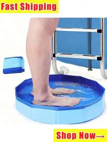 Portable Foldable Foot Bath Basin, Suitable For Swimming Pool Entrance, PVC Composite Material Foldable Foot Bath Basin, Multi-Functional Swimming Pool Cleaning Essential Accessory, Pet Bath Tub, Foldable Bath Tub, Swimming Pool Litter Box - Multicolor - View 2