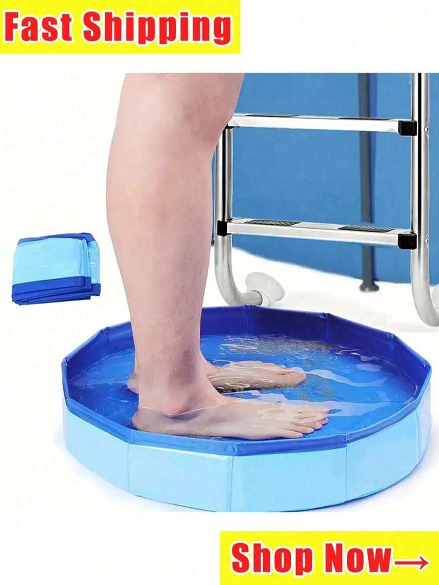 Portable Foldable Foot Bath Basin, Suitable For Swimming Pool Entrance, PVC Composite Material Foldable Foot Bath Basin, Multi-Functional Swimming Pool Cleaning Essential Accessory, Pet Bath Tub, Foldable Bath Tub, Swimming Pool Litter Box