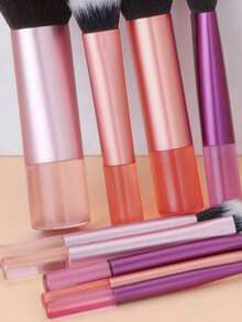 10pcs Classic Pink Multi-Function Makeup Brush Set - Multicolor - View 7