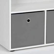 KIWI MOBLEKIT | Wooden Shelves For Storage And Decoration, Cube Or Rectangular Models With Door Or Drawer Options, Modern Auxiliary Furniture For Living Room, Bedroom Or Office - 三層書架 60x30x60 公分 白色和灰色 - 查看 6