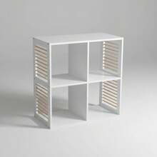 KIWI MOBLEKIT | Wooden Shelves For Storage And Decoration, Cube Or Rectangular Models With Door Or Drawer Options, Modern Auxiliary Furniture For Living Room, Bedroom Or Office - 四格書架 60x29.5x59 公分 白色 - 查看 8