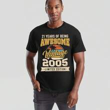 21st Birthday Vintage Unisex T Shirt 2005 Limited Edition Retro Gift Party - Black - View 4