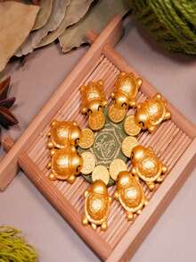 2件/1件 金色烏龜風水裝飾雕像 - 金屬財富象徵，附保護套，財富象徵，適合風水愛好者，財富、繁榮裝飾，家居裝飾 - 查看 4