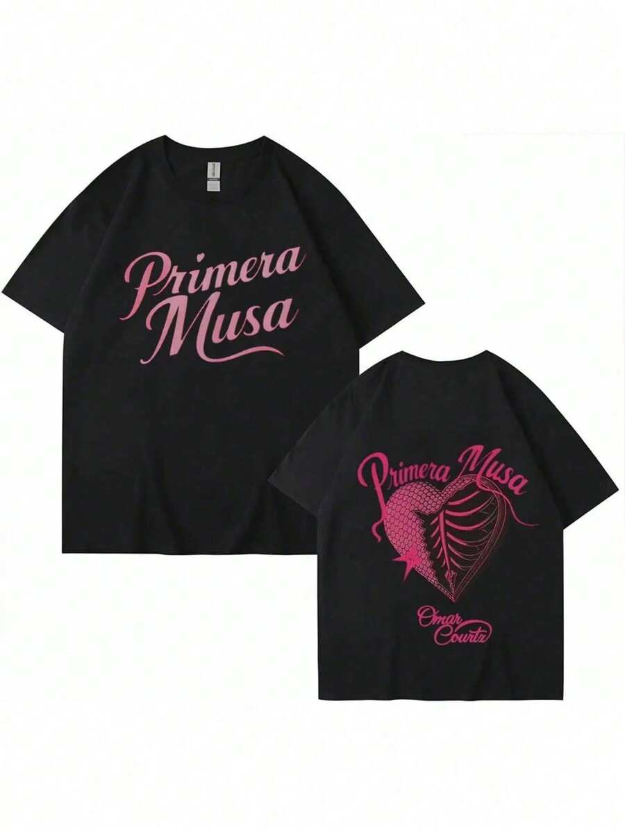 Camiseta promocional del álbum de debut de Omar Courtz "First Muse" 2025, adecuada para hombres y mujeres - Camiseta con estampado del logotipo del álbum - Negro - Ver 1