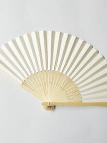 1件純色摺疊竹扇 舞蹈扇 白色裝飾 手持扇 - 彩色 - 查看 4