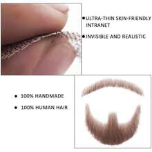Fake Beard Realistic Mustache Human Hair Goatee False Beards Handmade Facial Hair Natural Looking Fake Beard - Brown - View 4