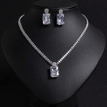 3pcs/1set Women's Fashion Jewelry Set, Fashion, Bridal|Wedding|Necklace Set, Earrings, Necklace, Combination Jewelry, Shiny|Luxury|Women's Fashion Jewelry|Accessories Gift - Jewelry Set - View 16