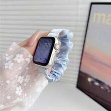 Adjustable Elastic Mesh Scrunchie Bracelet With Rhinestones Comfort Wrist Band For Apple Watch 38 42 46 49mm - E - 查看 6