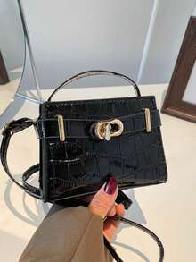 New Crocodile Pattern Clasp Small Square Bag Niche Design Fashion Handbag Crossbody Bag Top Handle Commuting Bag Shoulder Bag Crossbody Bag - Multicolor - View 5