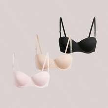 Veilyse 3pcs Solid Color Bras, Comfortable Lift & Support, Underwire, Detachable Straps, Versatile Wear, Suitable For Dates, Vacations, Daily Wear, Weddings - Multicolor - View 12