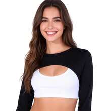 2pcs Summer Versatile Solid Color Shoulder Sleeve Covers, Comfortable Fitted Short Bolero Fake Collar, Office Wear Or Campus Style Fashionable Elegant Sleeve Collar, Black, Long Sleeve, Suitable For Daily Wear - Raglan Sleeve Two-pack - View 3