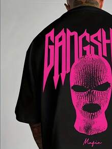 Men's Street Style Crew Neck T Shirt,With A Bold3D Geometric Pattern Print - Polyester Knitted Fabric,Loose Fit And Slight Elasticity Make It Suitable - 黑色 - 查看 4