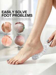 YUANDU Stainless Steel Double-Sided Foot Rasp, Coarse And Fine Dual-Use Callus Remover Tool, Dead Skin And Cracked Heel Foot File, Professional Foot Care Exfoliating Tool - Silver - View 3